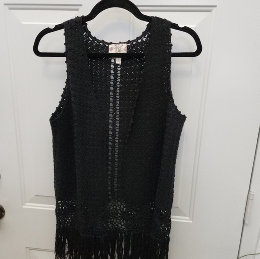 Hippy Rose Bohemian Knitted Vest with Fringe‎ MEDIUM